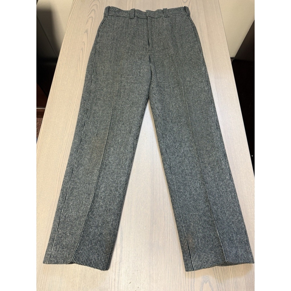 Vtg 70s 80s LL Bean Wool Blend Tweed Trousers 34x31 Gray Birdseye Knit ACTWU USA